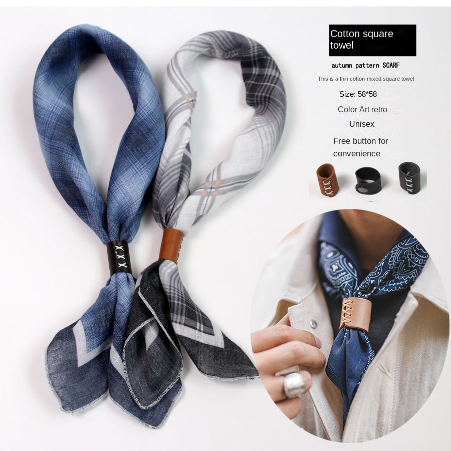 Silk Scarf Square - Lenço quadrado masculino com botões lenço