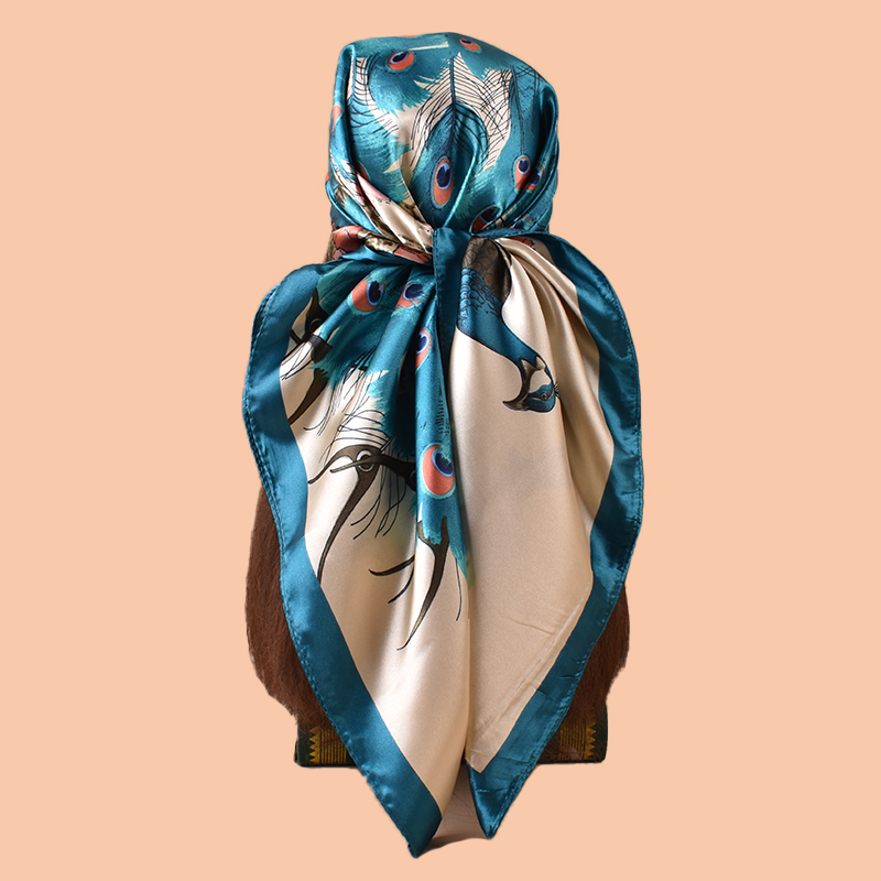 Silk Scarf Square - 1pc senhoras grande lenço quadrado pavão