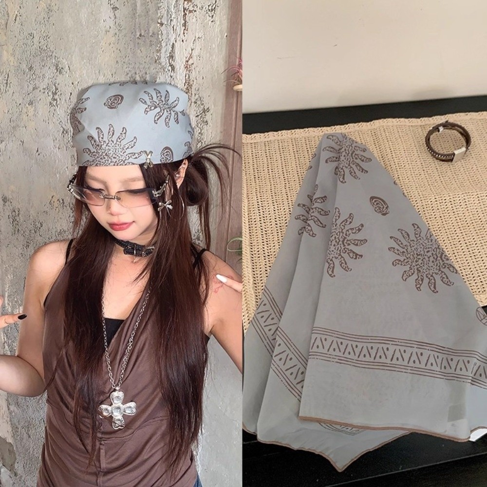 Lenço de Cabeça Quadrado Retrô - Women'S Y2K Accessories avaliação e preço