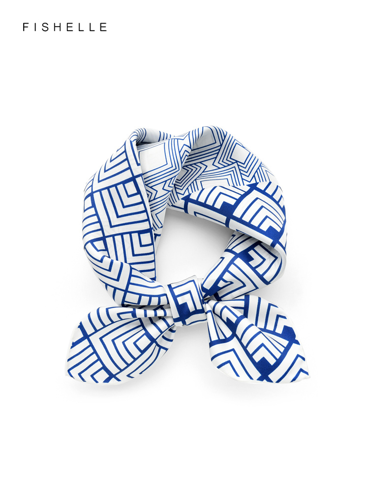 Lenço de seda estampado geomét - Silk Scarf Square avaliação e preço